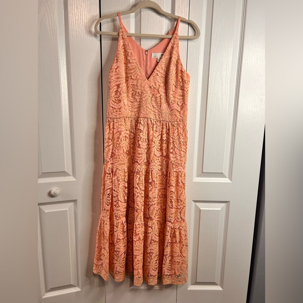 Dress the‎ Population Women’s Melina Lace Pink Sleeveless Maxi Dress Size Large